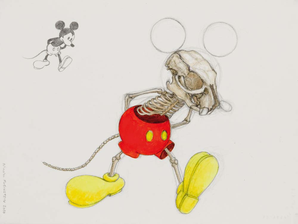 Nicolas RUBINSTEIN : Mickey is also a rat, étude de position - 2010 - crayon et aquarelle sur papier - 24 x 32